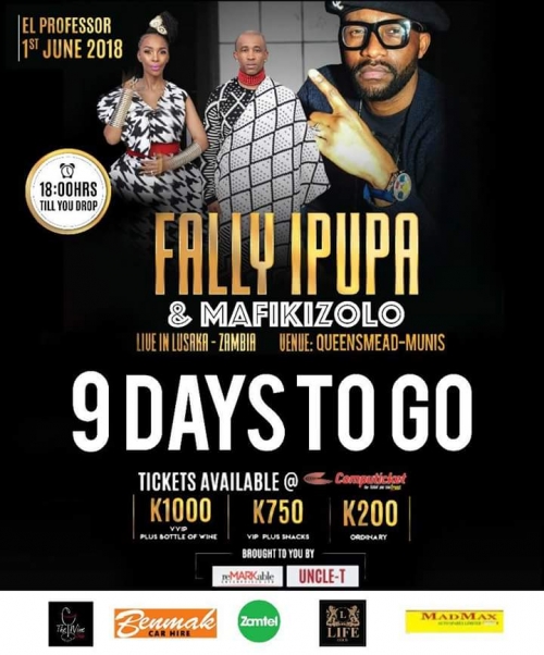 ONLY 9 DAYS LEFT TO THE FALLY IPUPA LIVE IN ZAMBIA CONCERT.