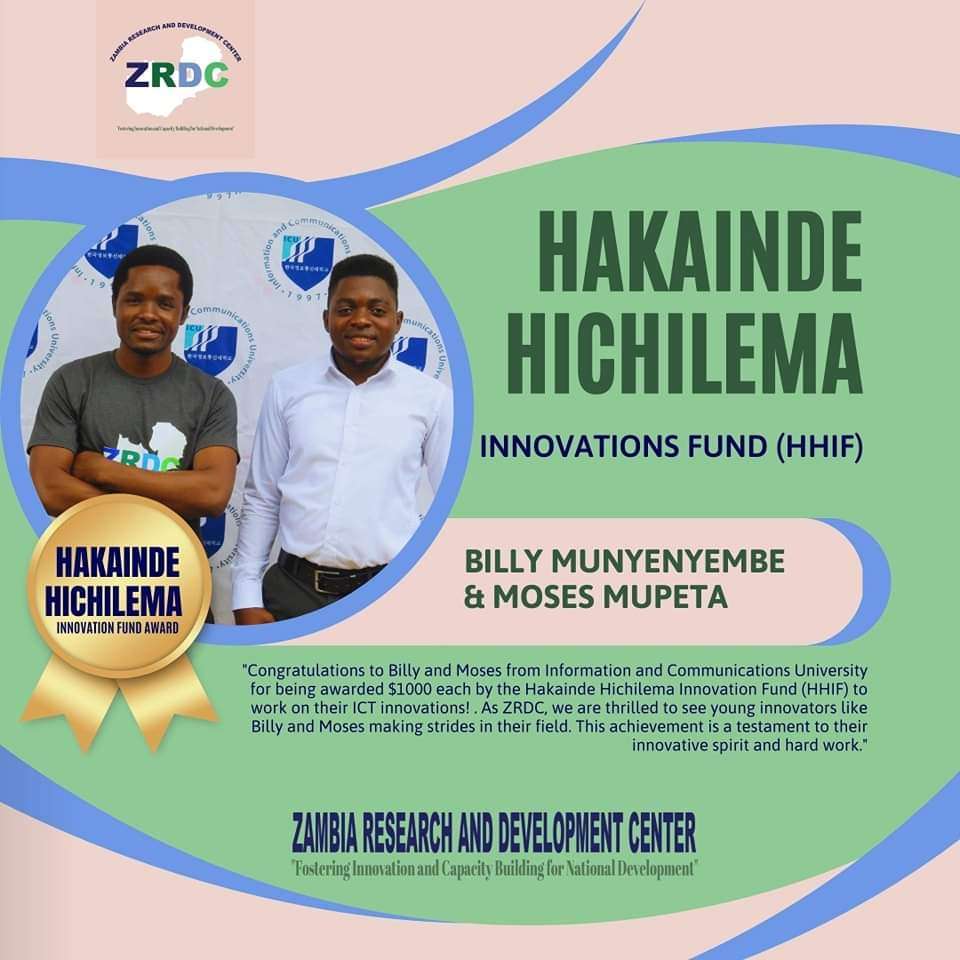 ICU Innovators awarded $1000 by Hakainde Hichilema Innovation Fund for ICT Innovations 