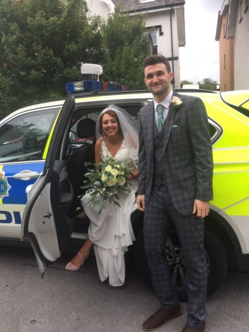 newlyweds receive police escort