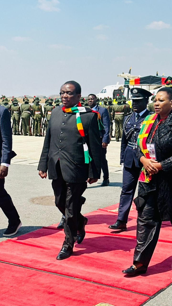 Mnangagwa Arrives In Zambia Ahead Of Hichilema’s Inauguration