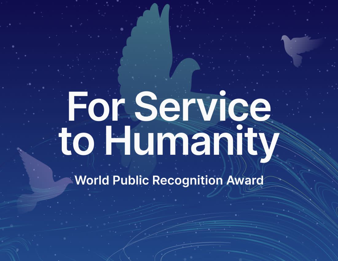 World Public Assembly to Present First-Ever “For Service to Humanity” Award