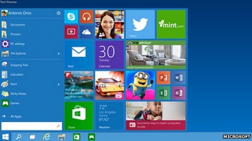 Microsoft unveils Windows 10 system with Start Menu