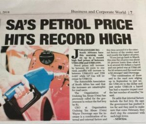 South Africa Hit by Record Fuel Increase